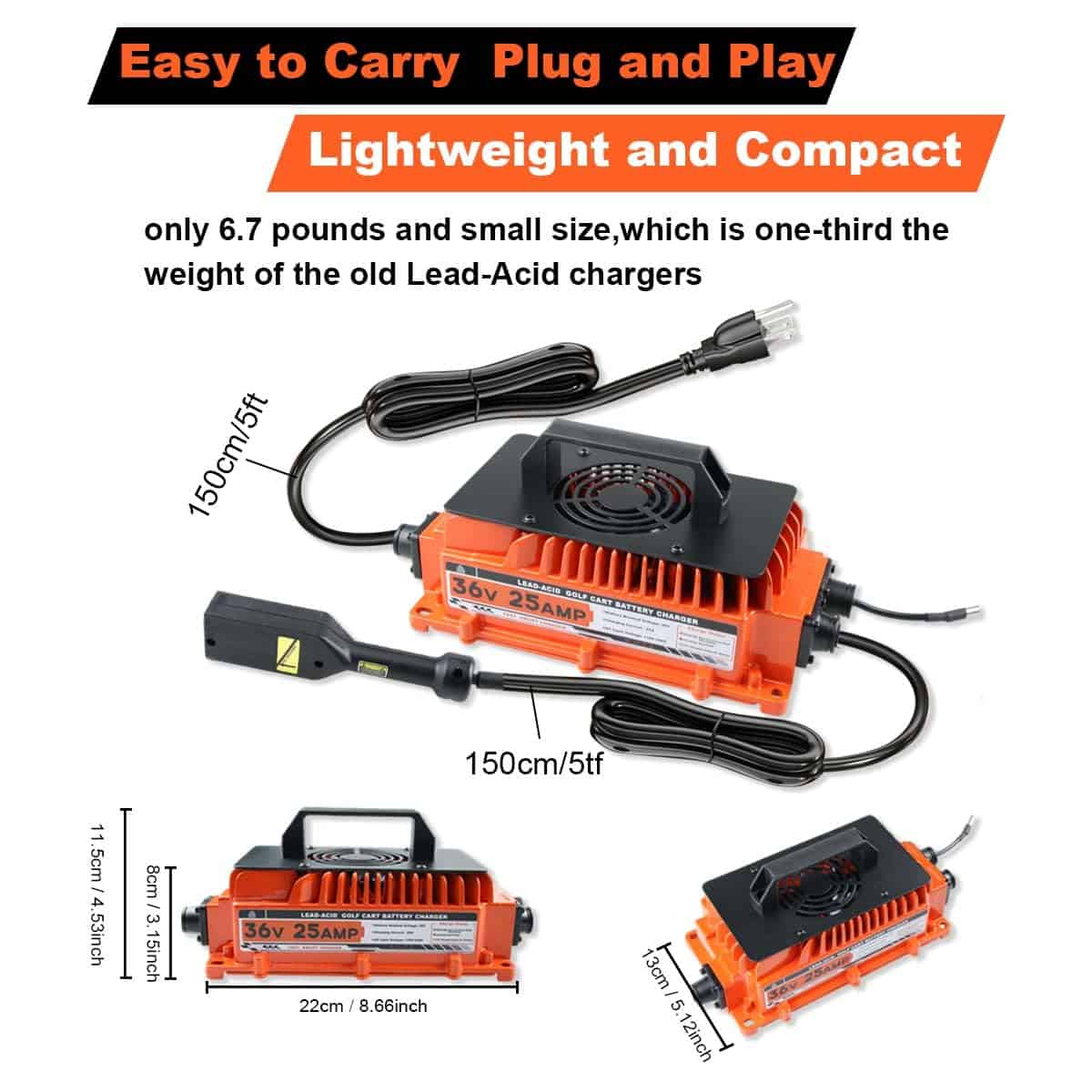 Cargador de batería de carrito de golf de 25 AMP 36 Voltios - Imagen 8