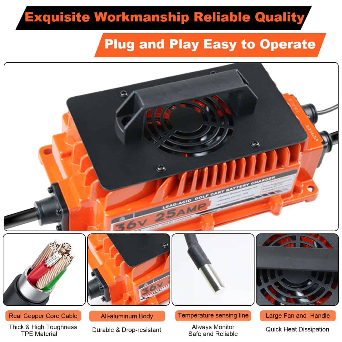 Cargador de batería de carrito de golf de 25 AMP 36 Voltios - Imagen 7