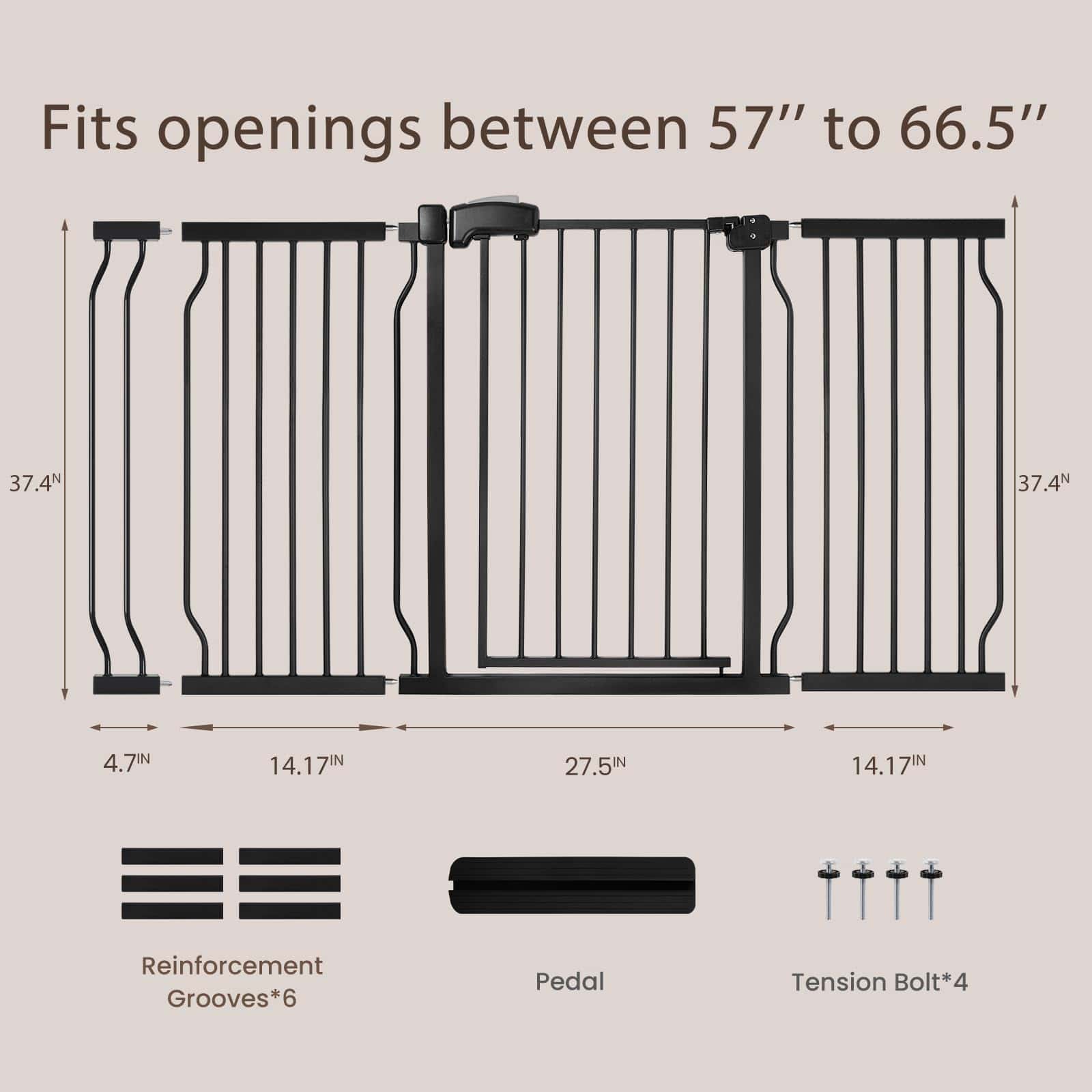 Puertas para bebés DOVELY extra anchas y altas para - Imagen 4
