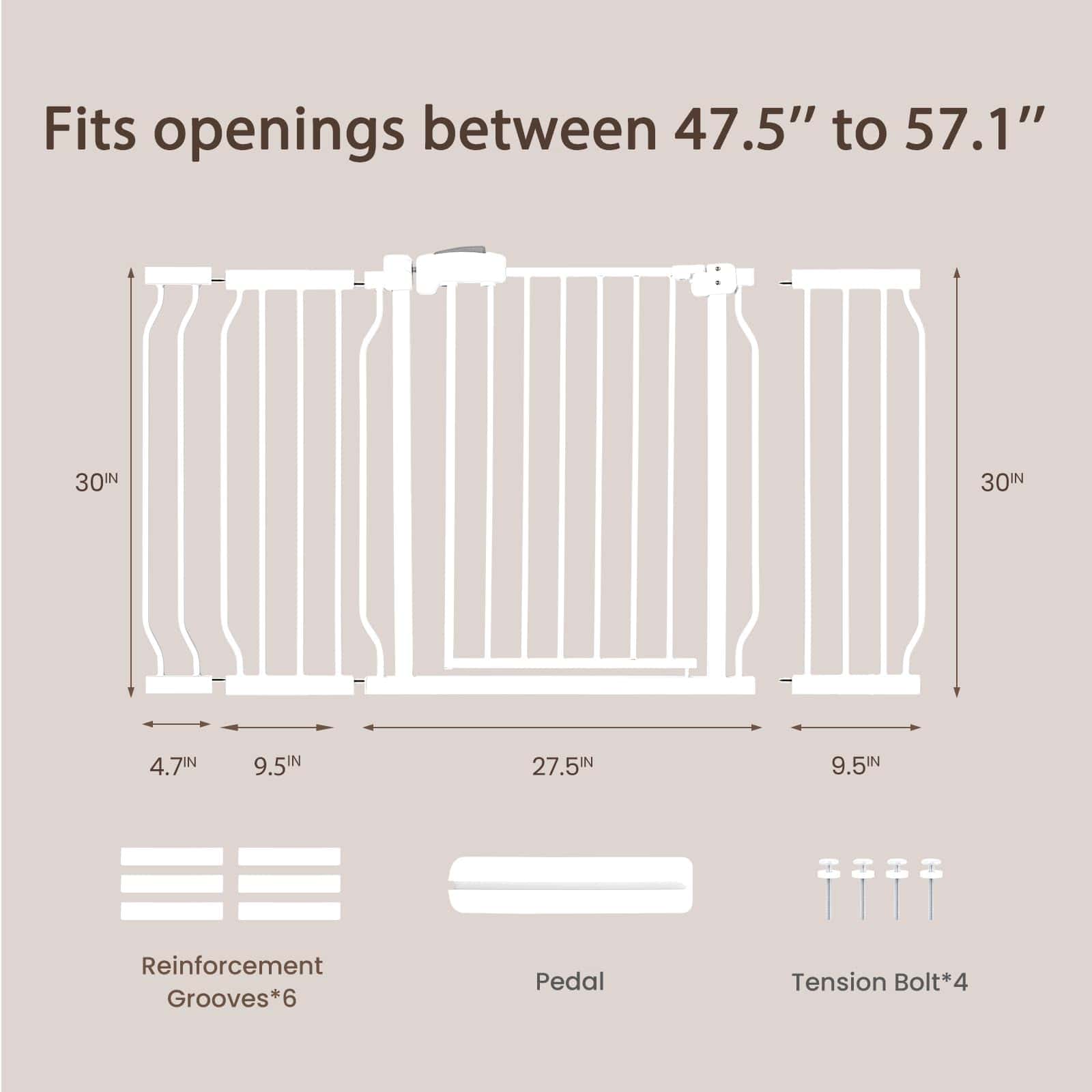 Puerta para bebés extra ancha owlie para escaleras y - Imagen 4