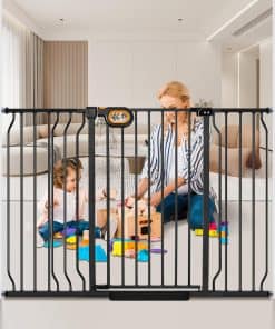 Puerta de bebé extra alta y ancha owlie -Negro