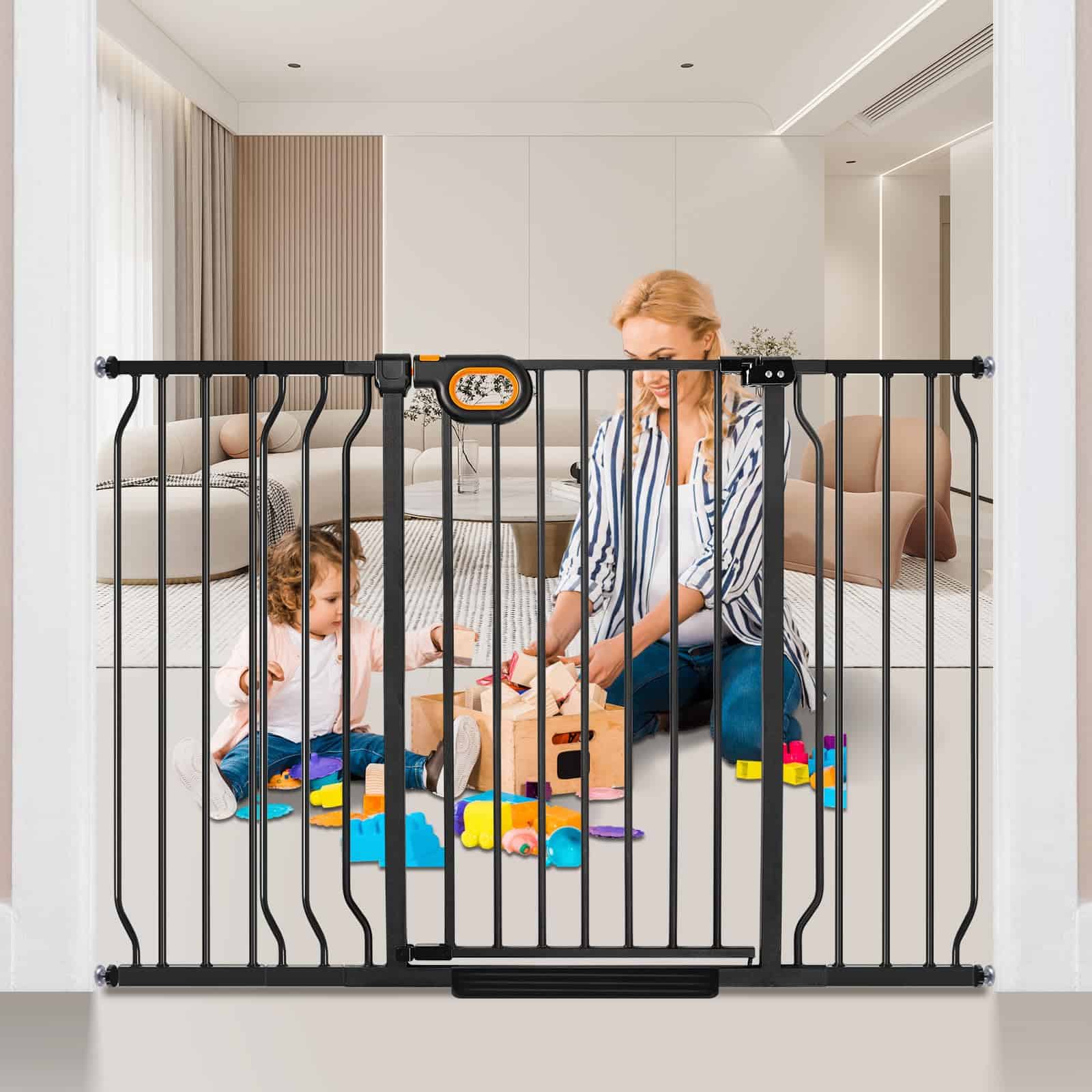 Puerta de bebé extra alta y ancha owlie -Negro