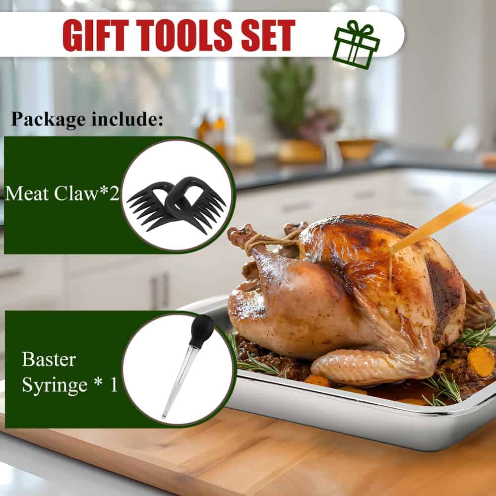 Asador de Pavo de Acero Inoxidable CLAVANY con Bandeja y - Imagen 8