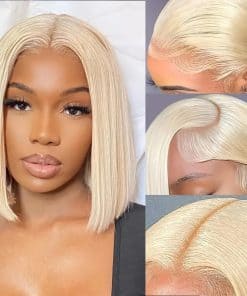 Pelucas Rubias Bob MPS 613 de Cabello Humano 13x4 Encaje