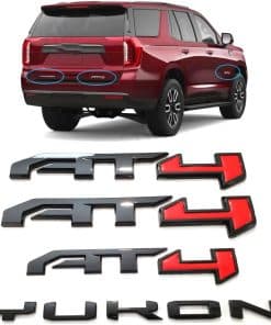 4Pcs Emblemas de Puerta Trasera y Portón -Rojo Negro