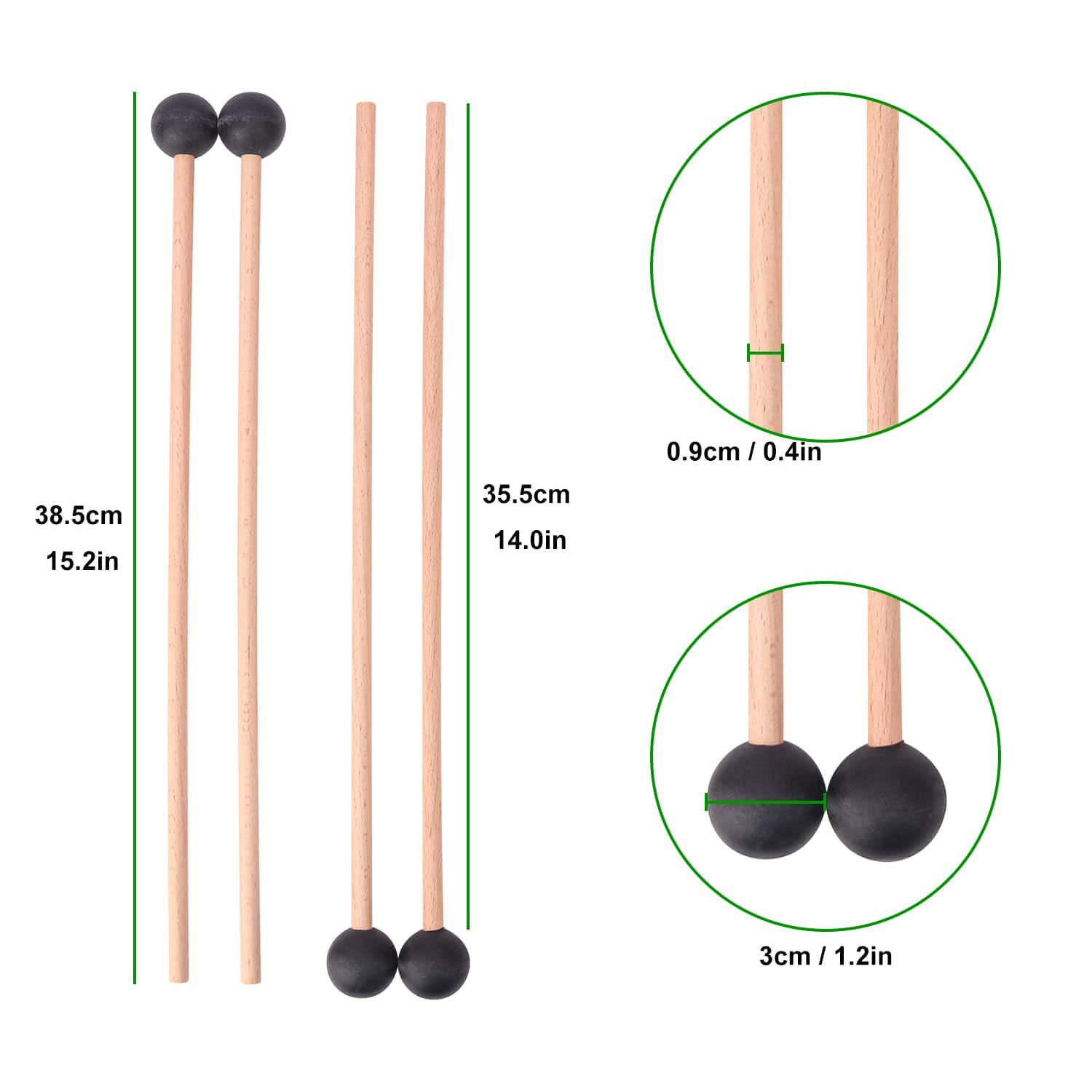 4 Pares de Maza de Campana Negras Geytetqi, 15 Pulgadas de - Imagen 3