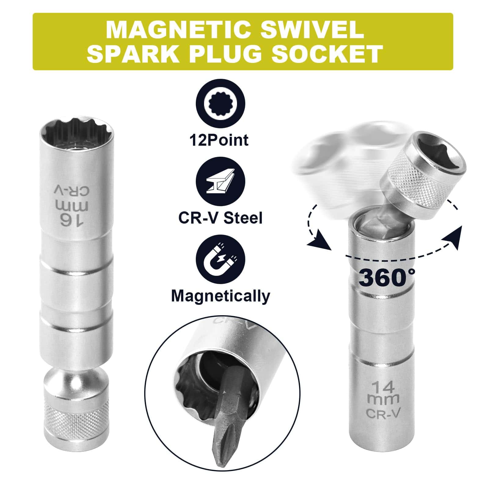 Juego de 9 piezas de Llaves de Bujías Magnéticas con Torque - Imagen 5