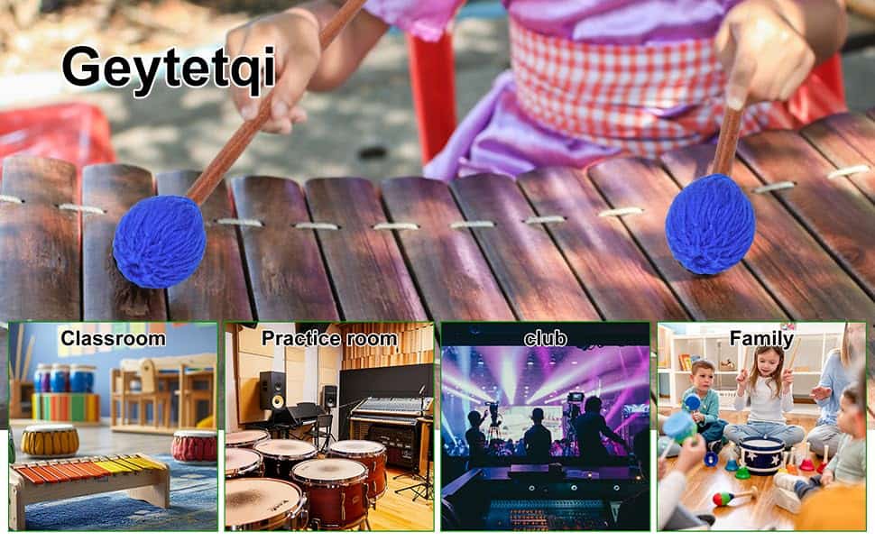 Geytetqi 2 Pares de Mazos de Marimba Azules - Juego - Imagen 9