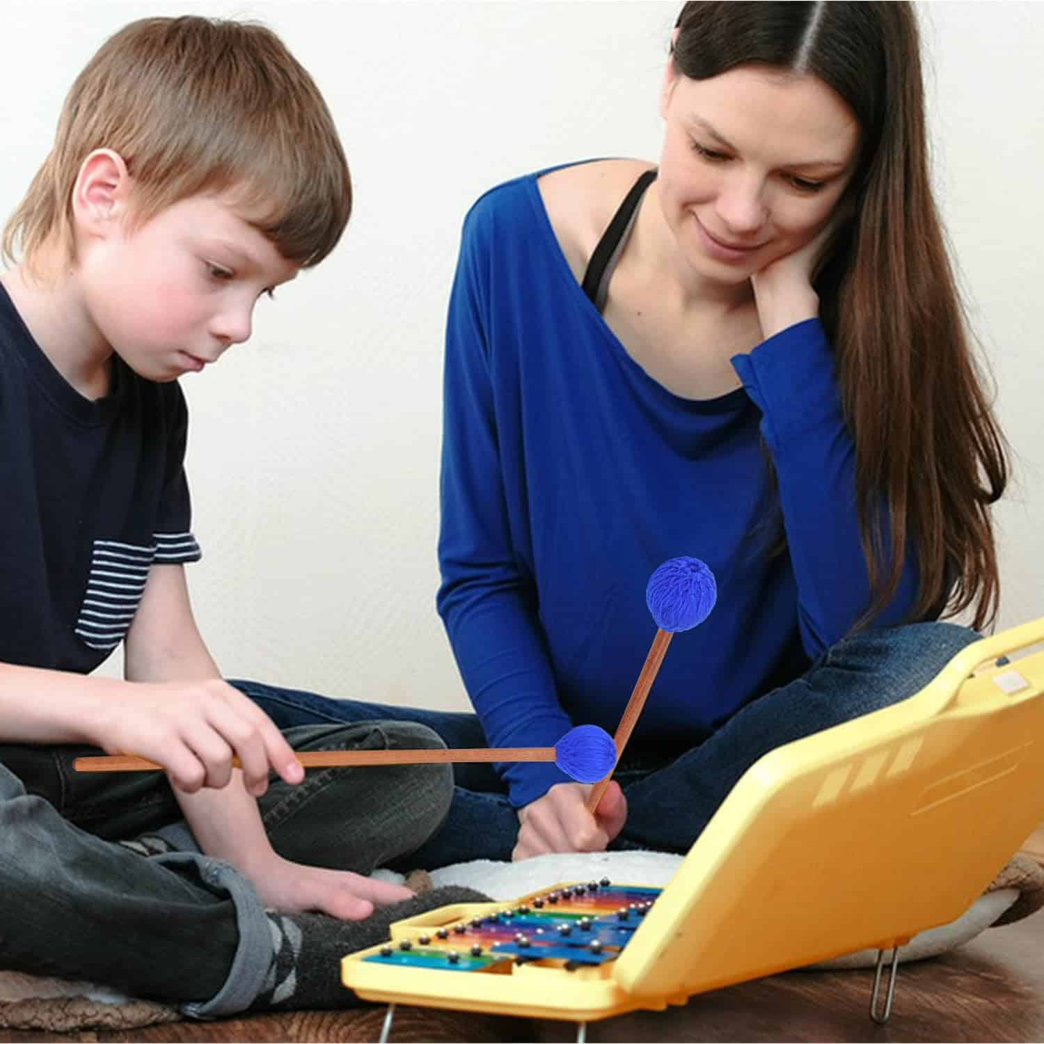 Geytetqi 2 Pares de Mazos de Marimba Azules - Juego - Imagen 6