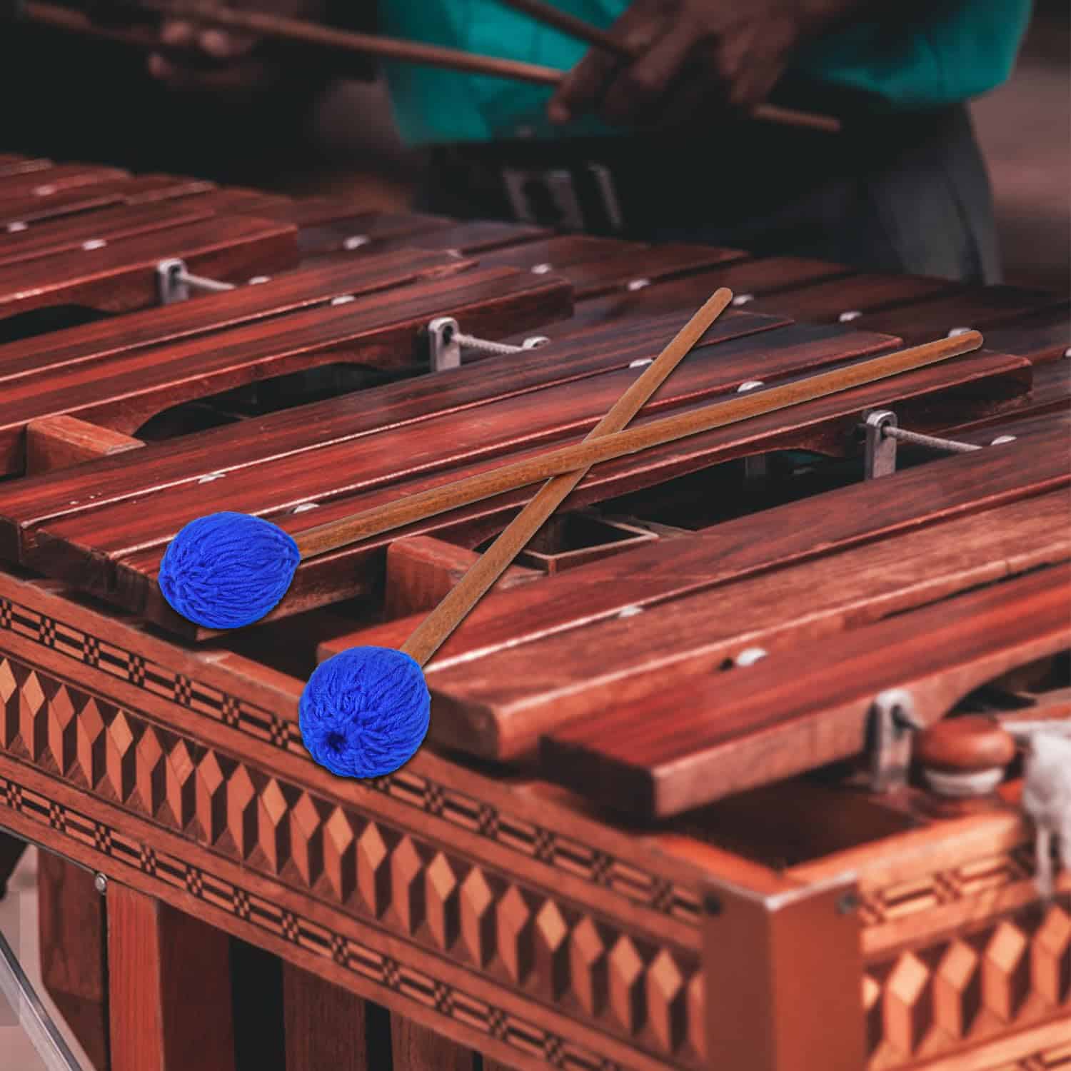 Geytetqi 2 Pares de Mazos de Marimba Azules - Juego - Imagen 5