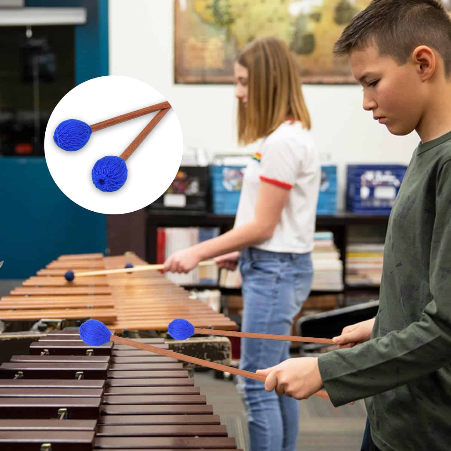 Geytetqi 2 Pares de Mazos de Marimba Azules - Juego - Imagen 7