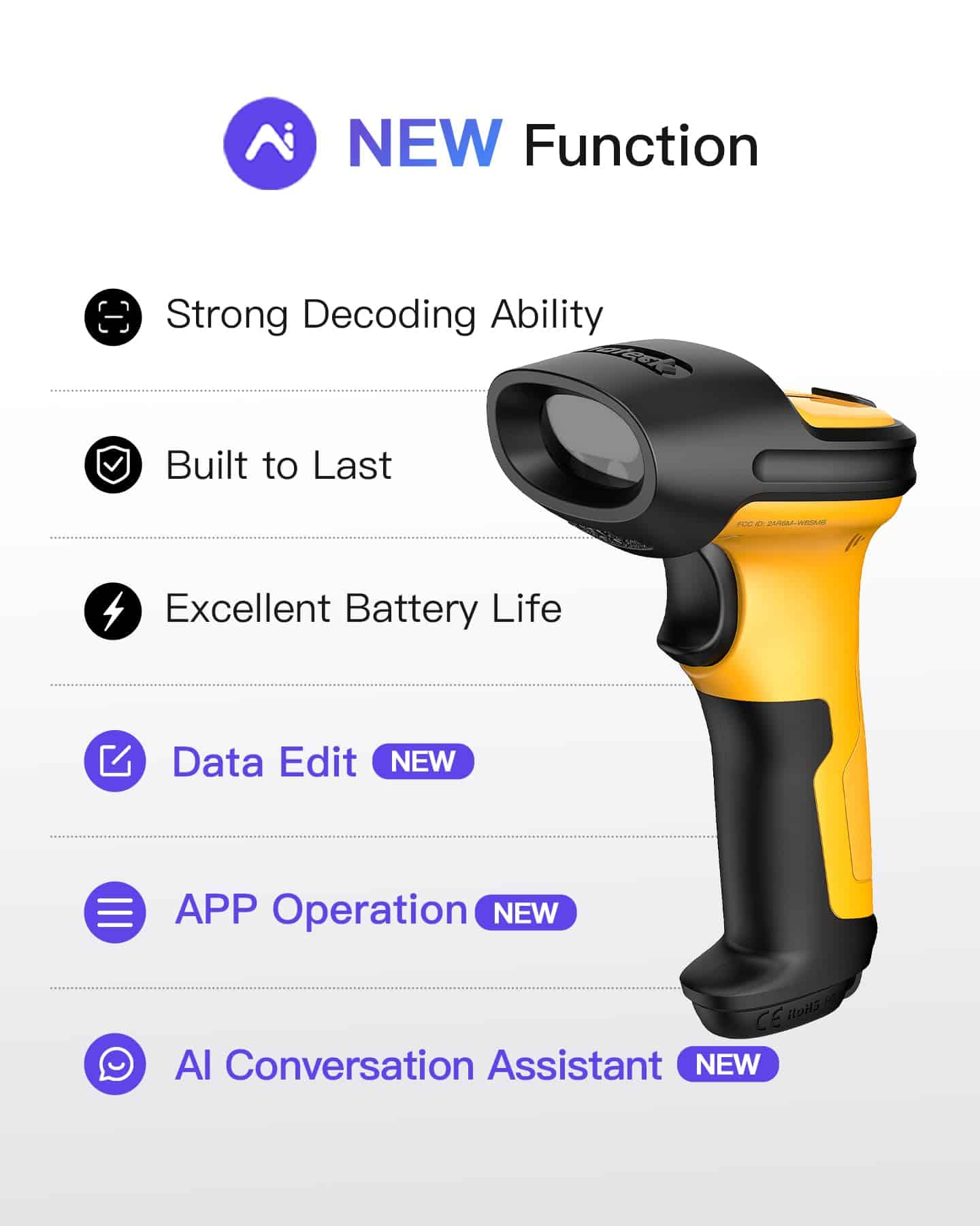 Escáner de códigos de barras Inateck AI, Escáner Bluetooth - Imagen 4