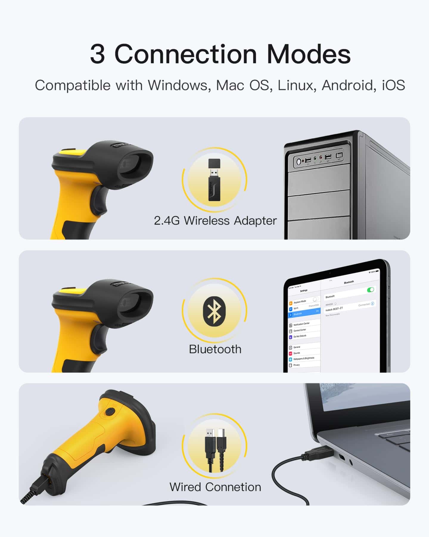Escáner de códigos de barras Inateck AI, Escáner Bluetooth - Imagen 8