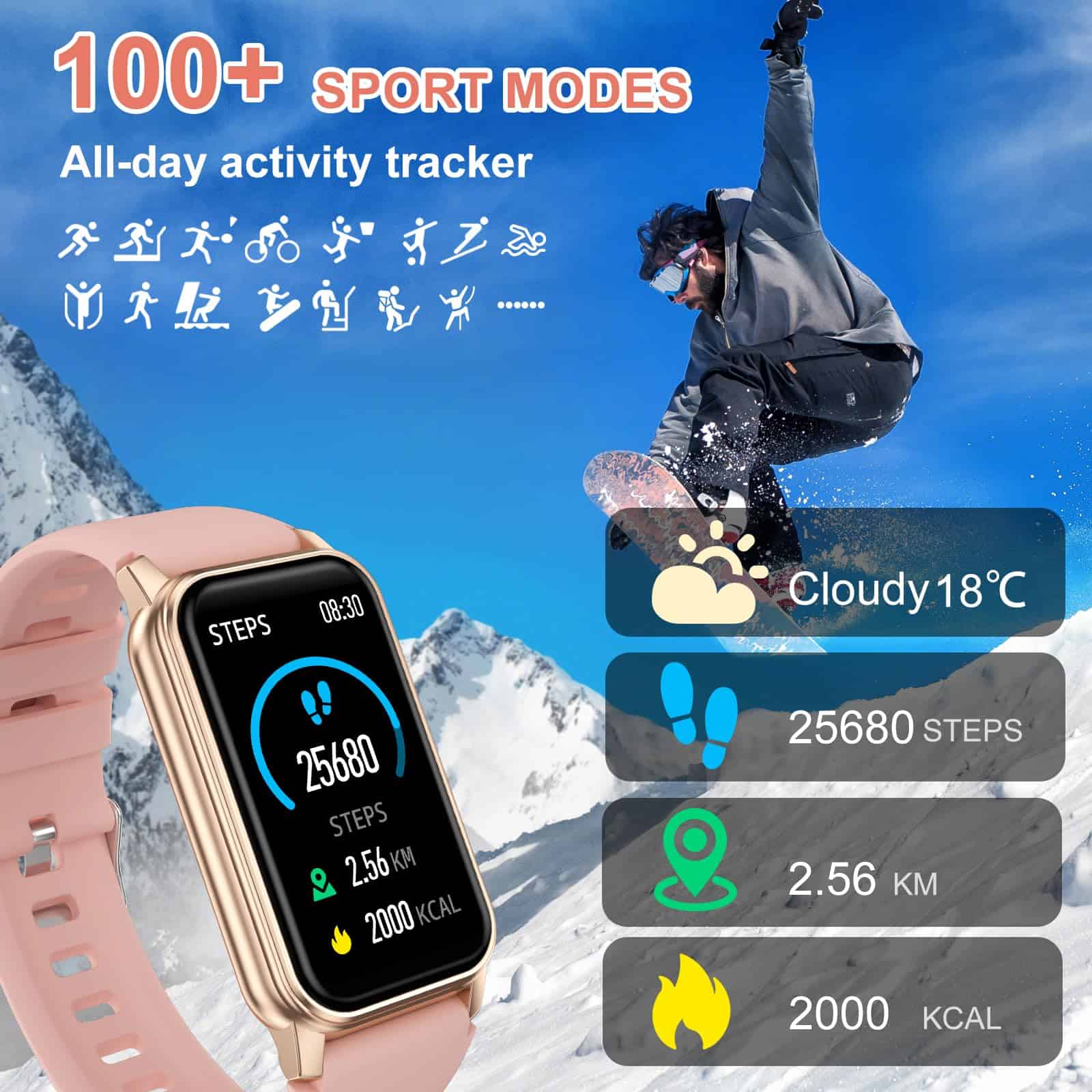 Rastreador de Fitness con Ritmo Cardíaco 24/7, Sueño - Imagen 4