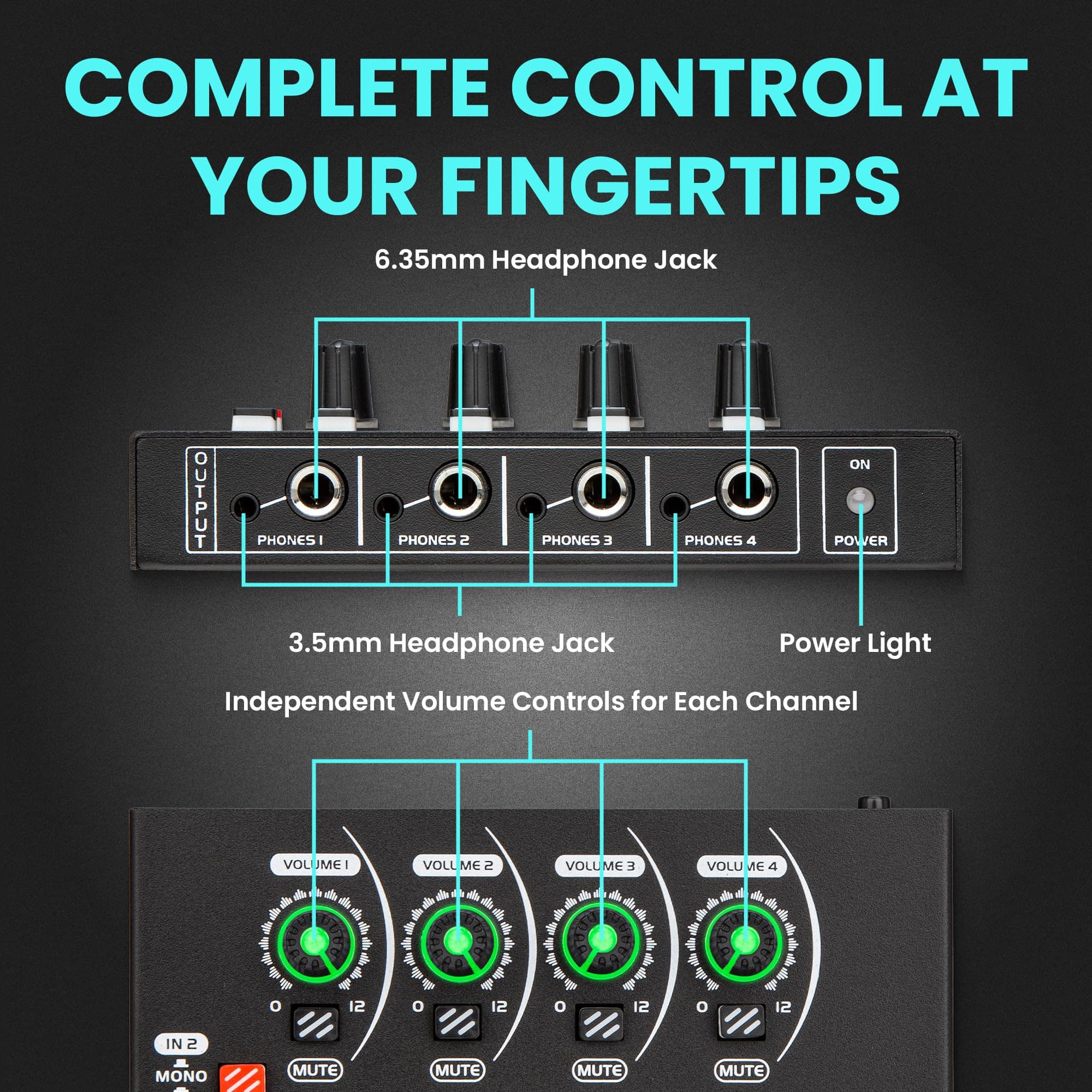 Amplificador de auriculares de 4 canales HECCI Z4 con Jacks - Imagen 4