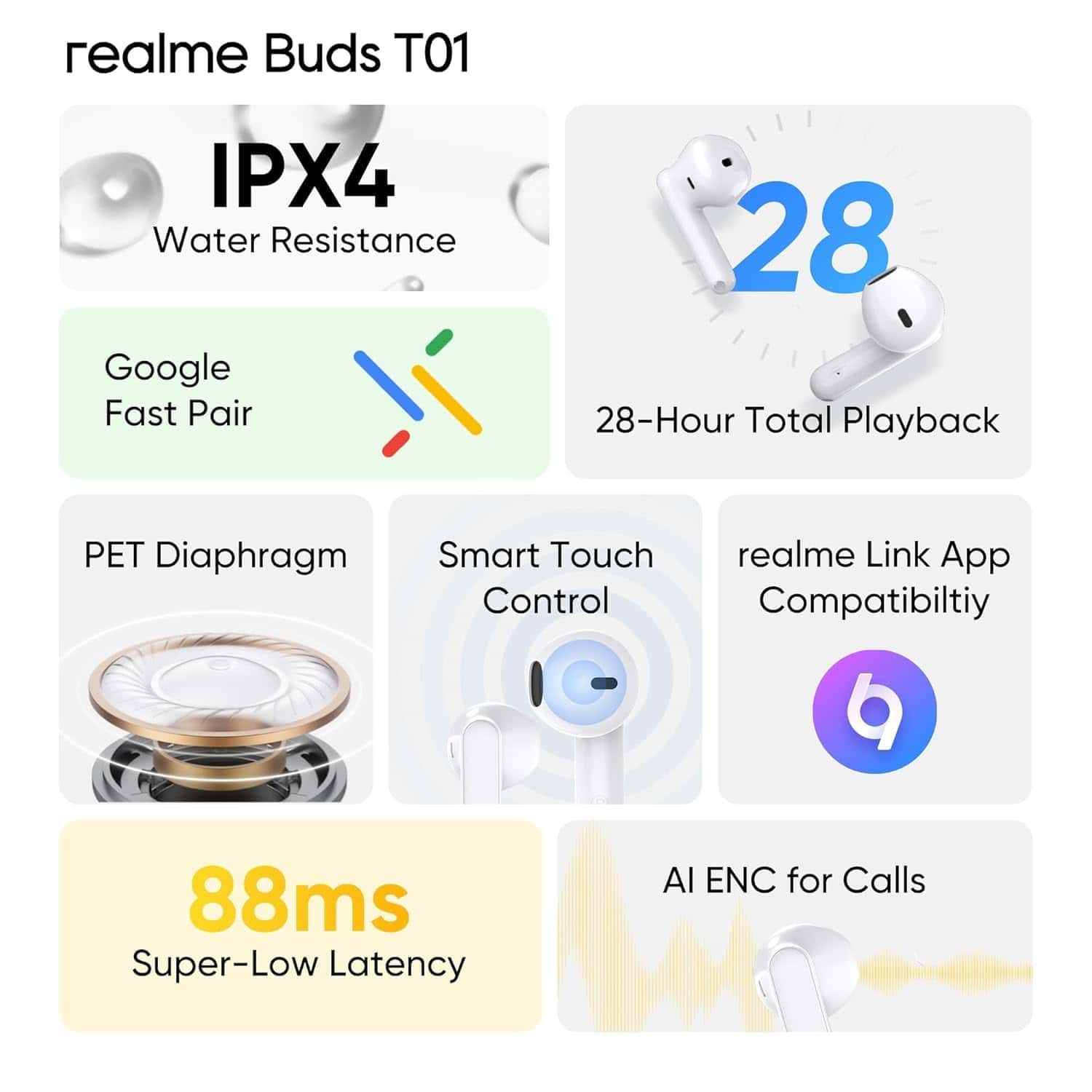 Audífonos inalámbricos intrauriculares realme Buds T01 con - Imagen 10