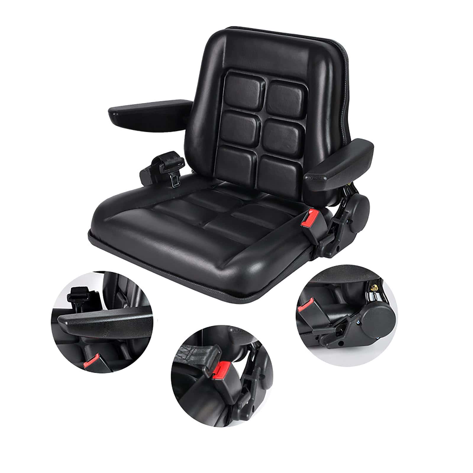 Asiento de Montacargas Universal con Respaldo Ajustable y