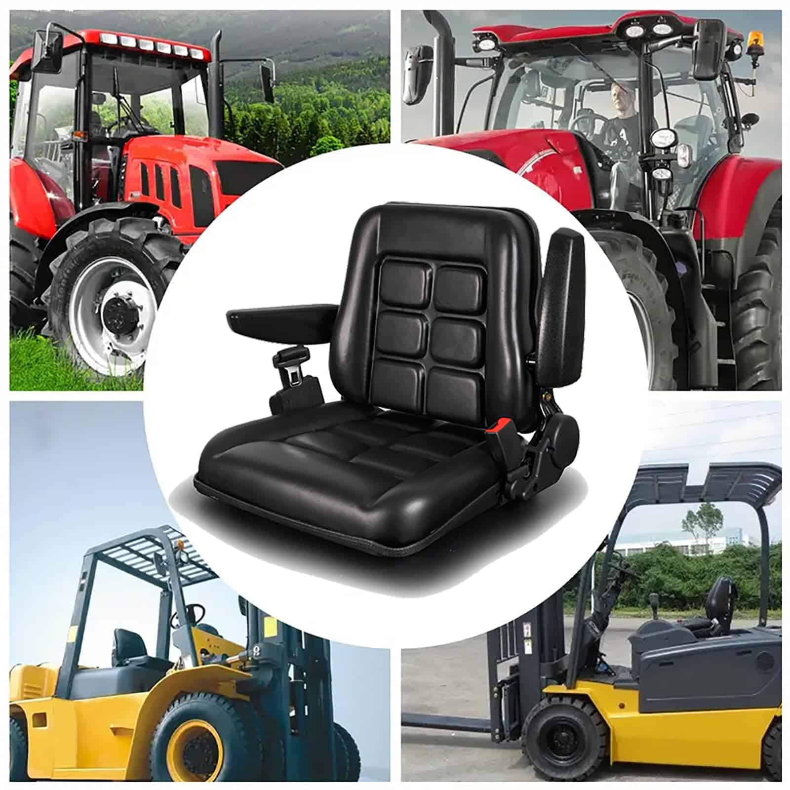 Asiento de Montacargas Universal con Respaldo Ajustable y - Imagen 3