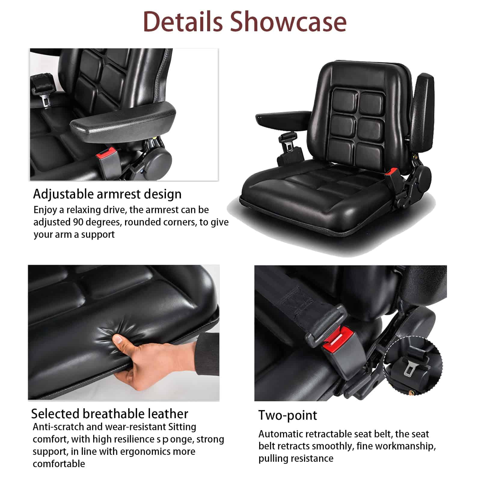 Asiento de Montacargas Universal con Respaldo Ajustable y - Imagen 4
