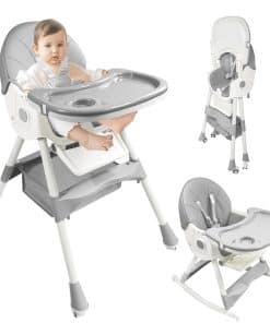 Sillas altas para bebés y niños con ruedas -Gris 6 en 1