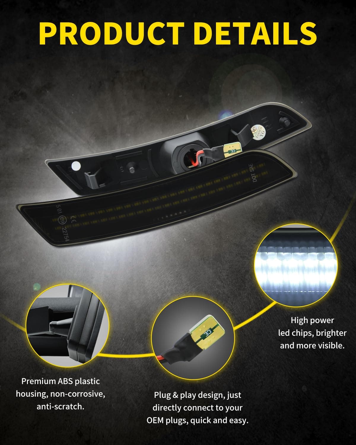 Asgohme Luces de Marcador Lateral LED Lente Ahumada - Imagen 4