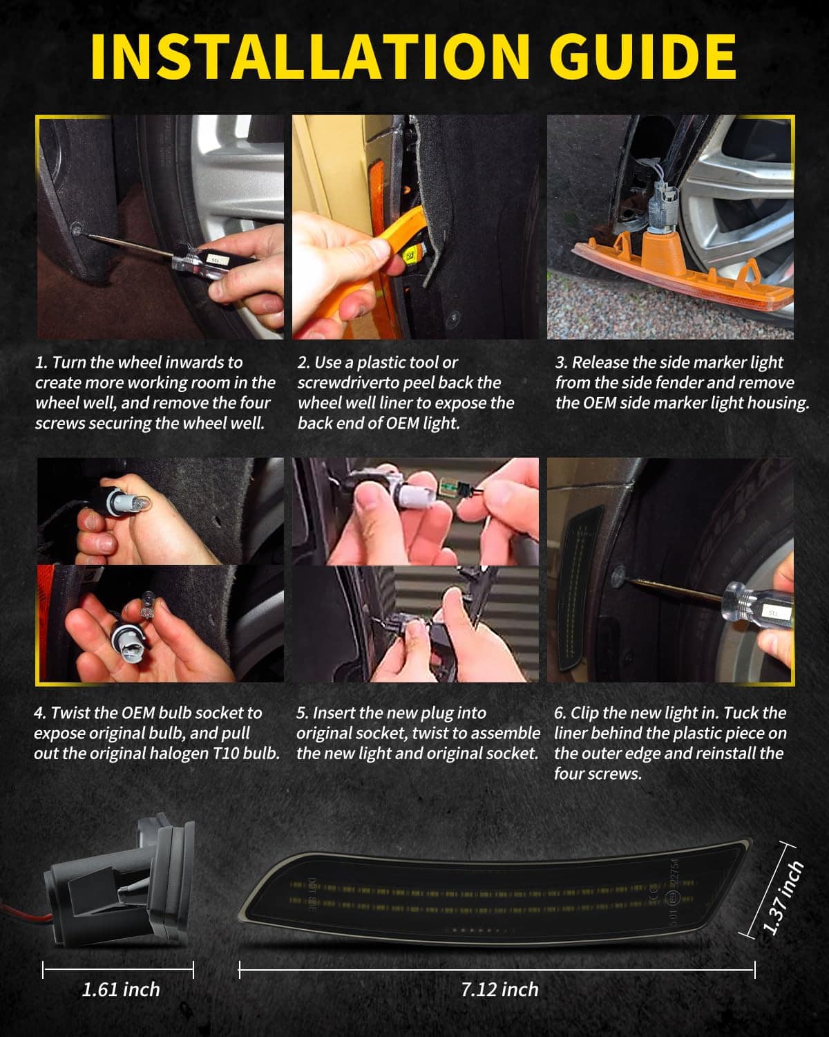 Asgohme Luces de Marcador Lateral LED Lente Ahumada - Imagen 7