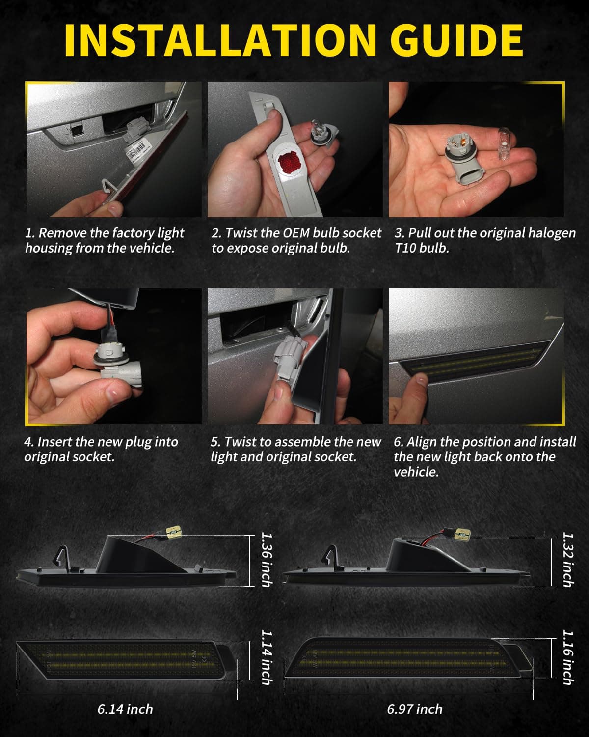Luz de marcador lateral LED Asgohme con lentes ahumados - Imagen 7