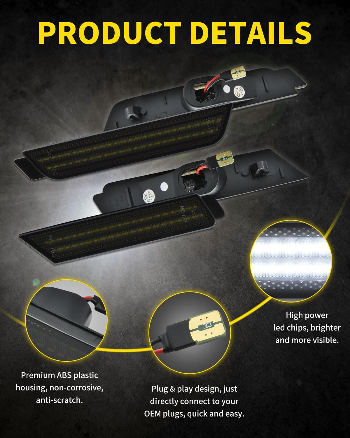 Luz de marcador lateral LED Asgohme con lentes ahumados - Imagen 4