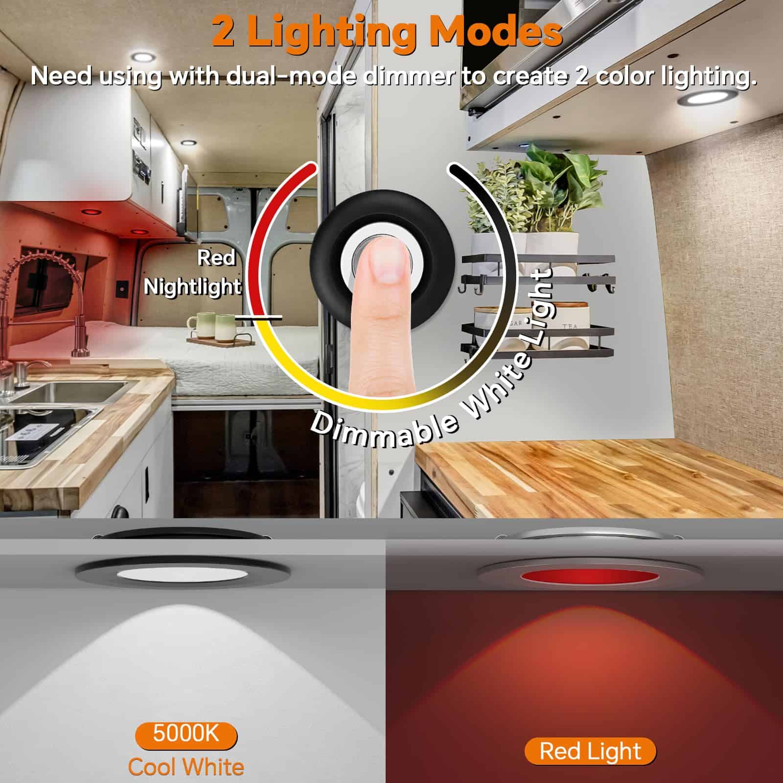 Juego de Luces Empotradas RV 3” Camperxlite, 12V Bi-color - Imagen 3