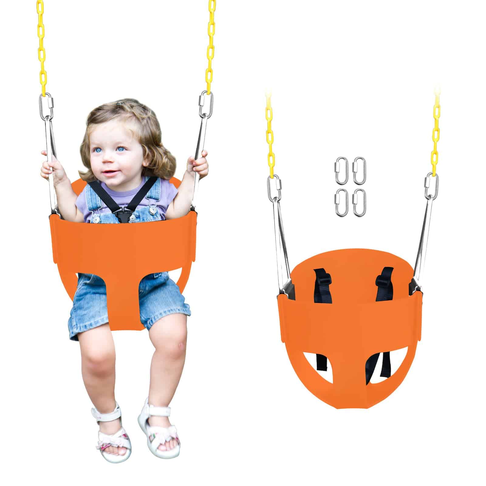 Asiento de columpio con respaldo alto para niños pequeños