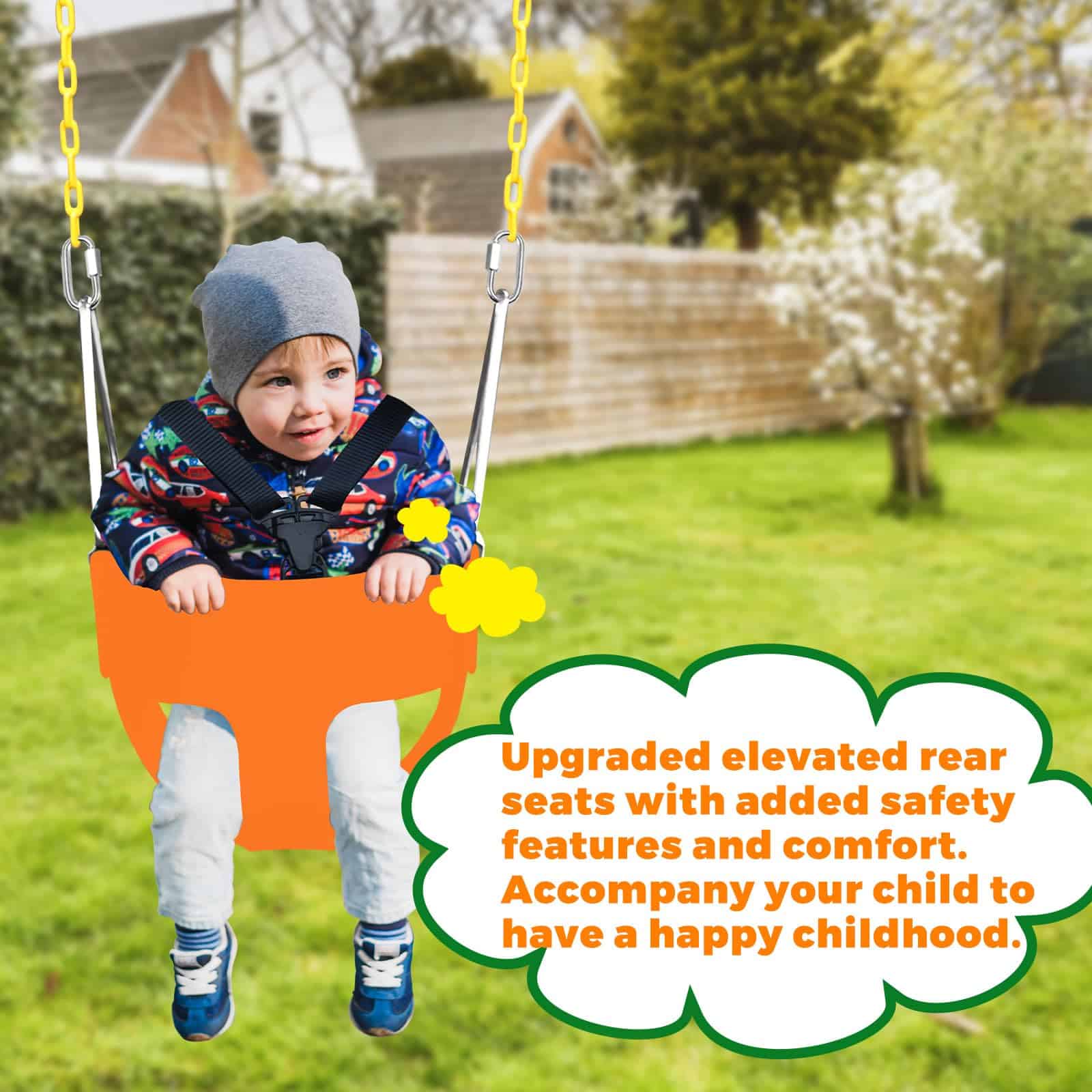 Asiento de columpio con respaldo alto para niños pequeños - Imagen 7