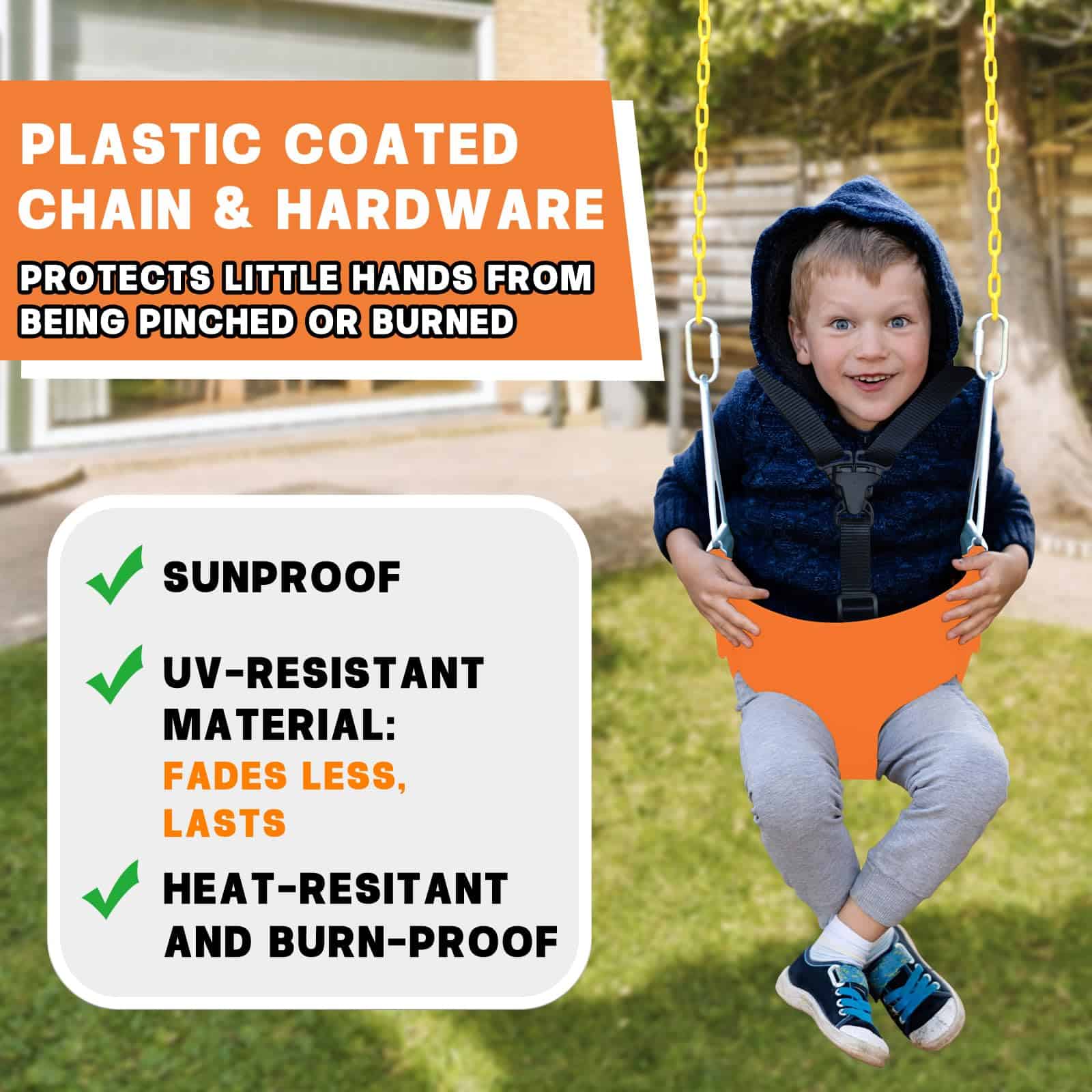 Asiento de columpio con respaldo alto para niños pequeños - Imagen 5