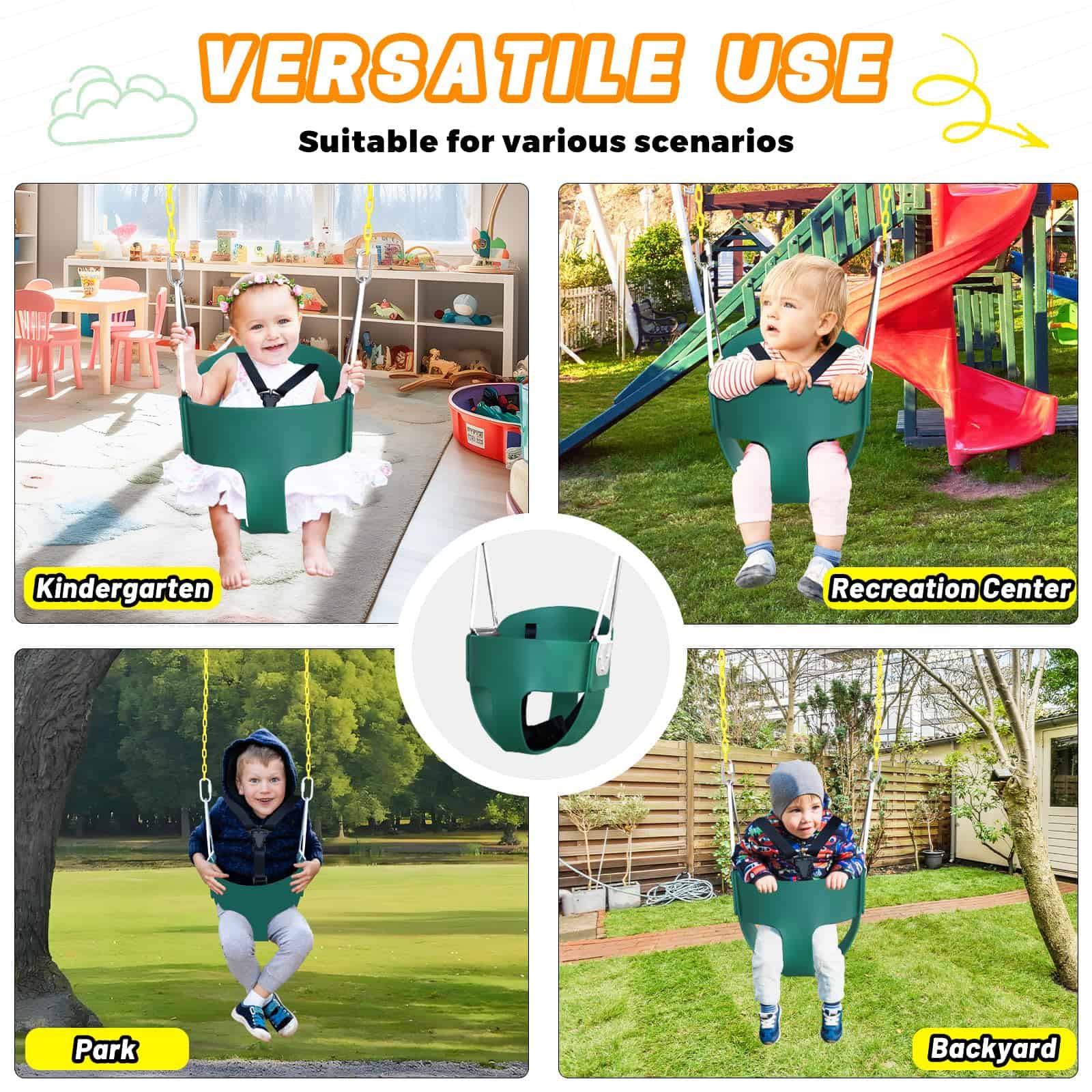 Columpio para bebé de respaldo alto tipo cubo completo con - Imagen 8