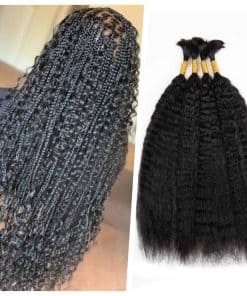 Cabello humano Kinky Straight para trenzas bohemias -