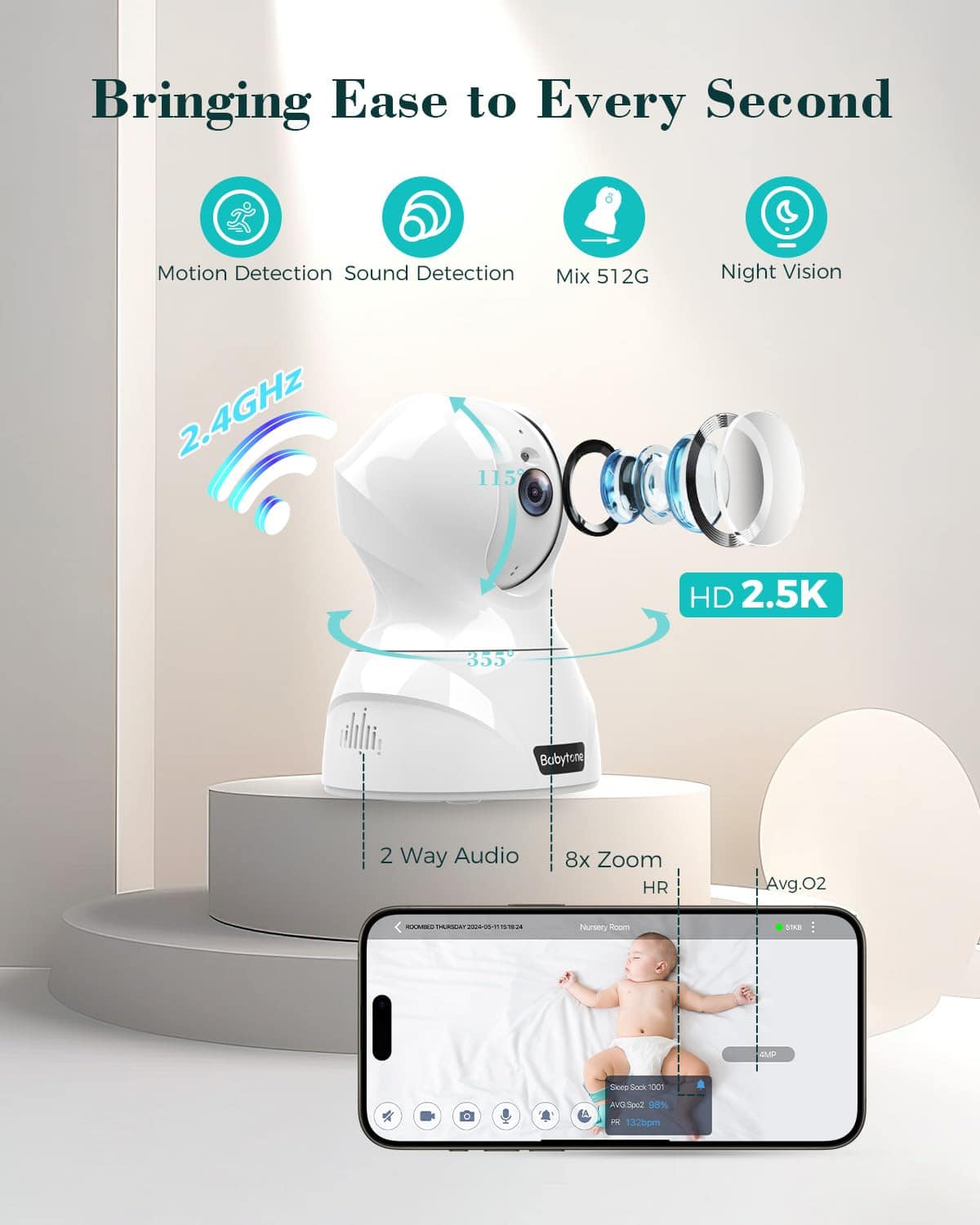 Monitor de bebé Babytone - Calcetín de sueño inteligente y - Imagen 6