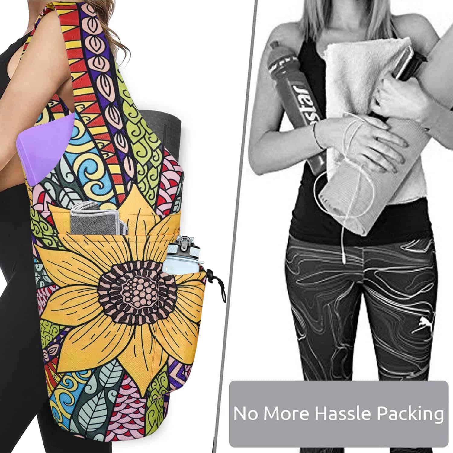 Bolso para tapete de yoga - Bolso grande con -Girasol - Imagen 5