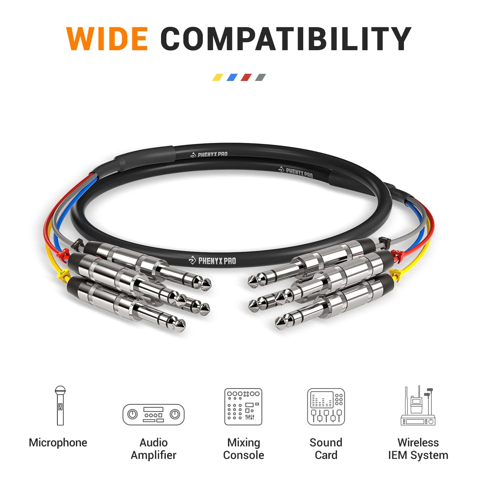 Cable de Serpiente TRS de 4 Canales Phenyx Pro, Patch - Imagen 7