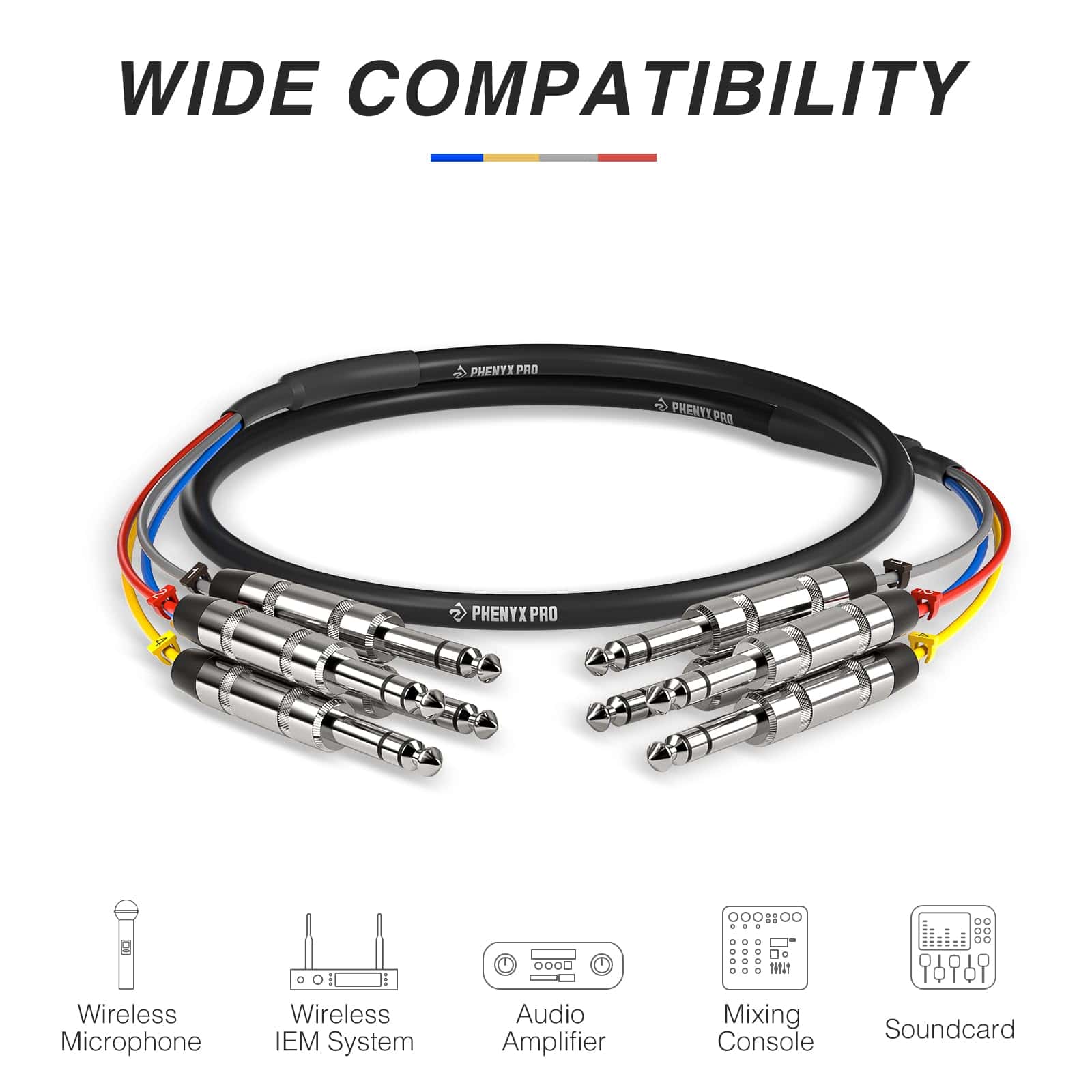 Cable Phenyx Pro 3 pies TRS, Cable 1/4", Cable TRS - Imagen 7