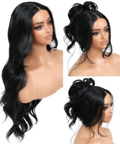 Pelucas sintéticas Jet Black de BrownBomb Lace Front Body