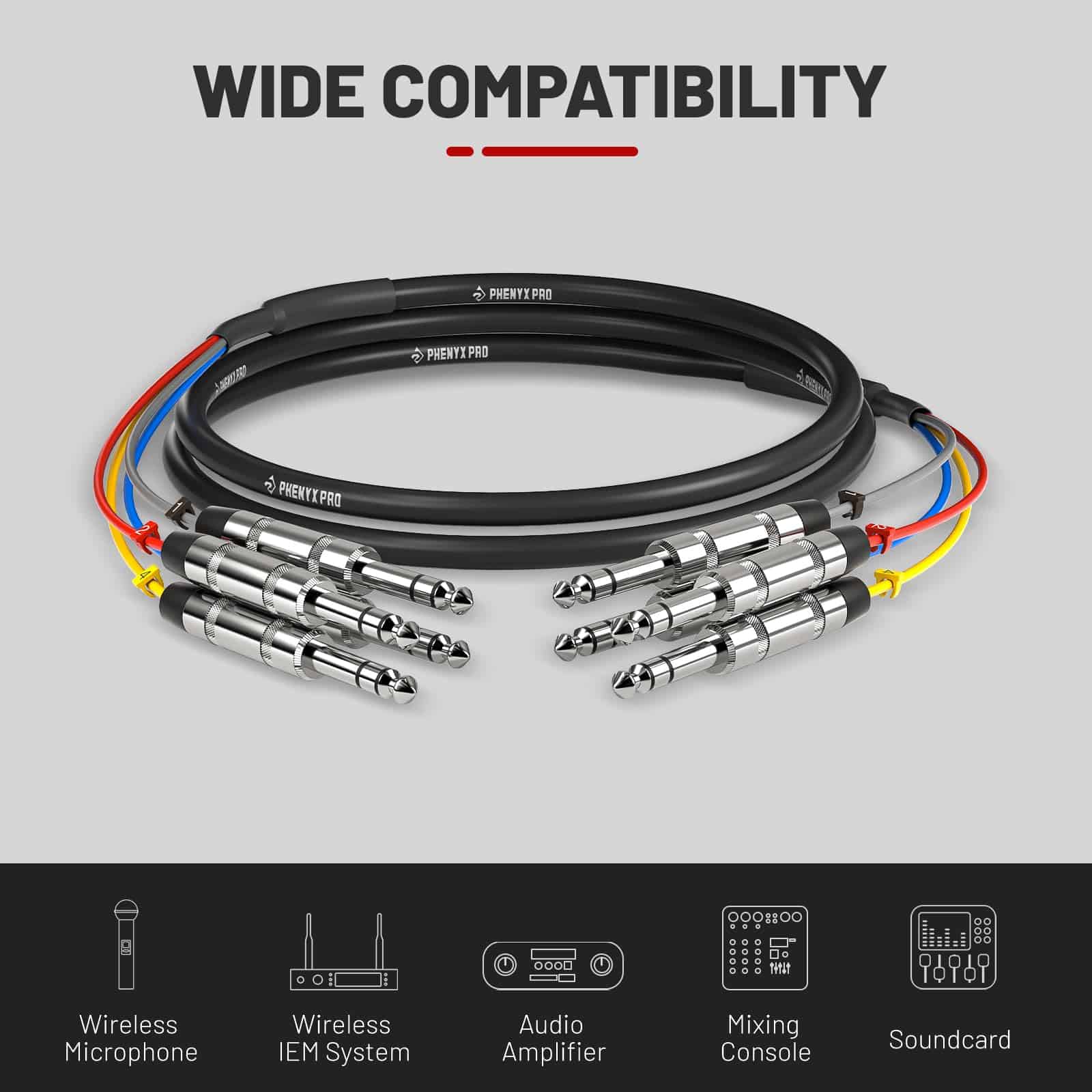 Cable TRS de 4 Canales Phenyx Pro, 6 pies Serpiente, Cable - Imagen 7