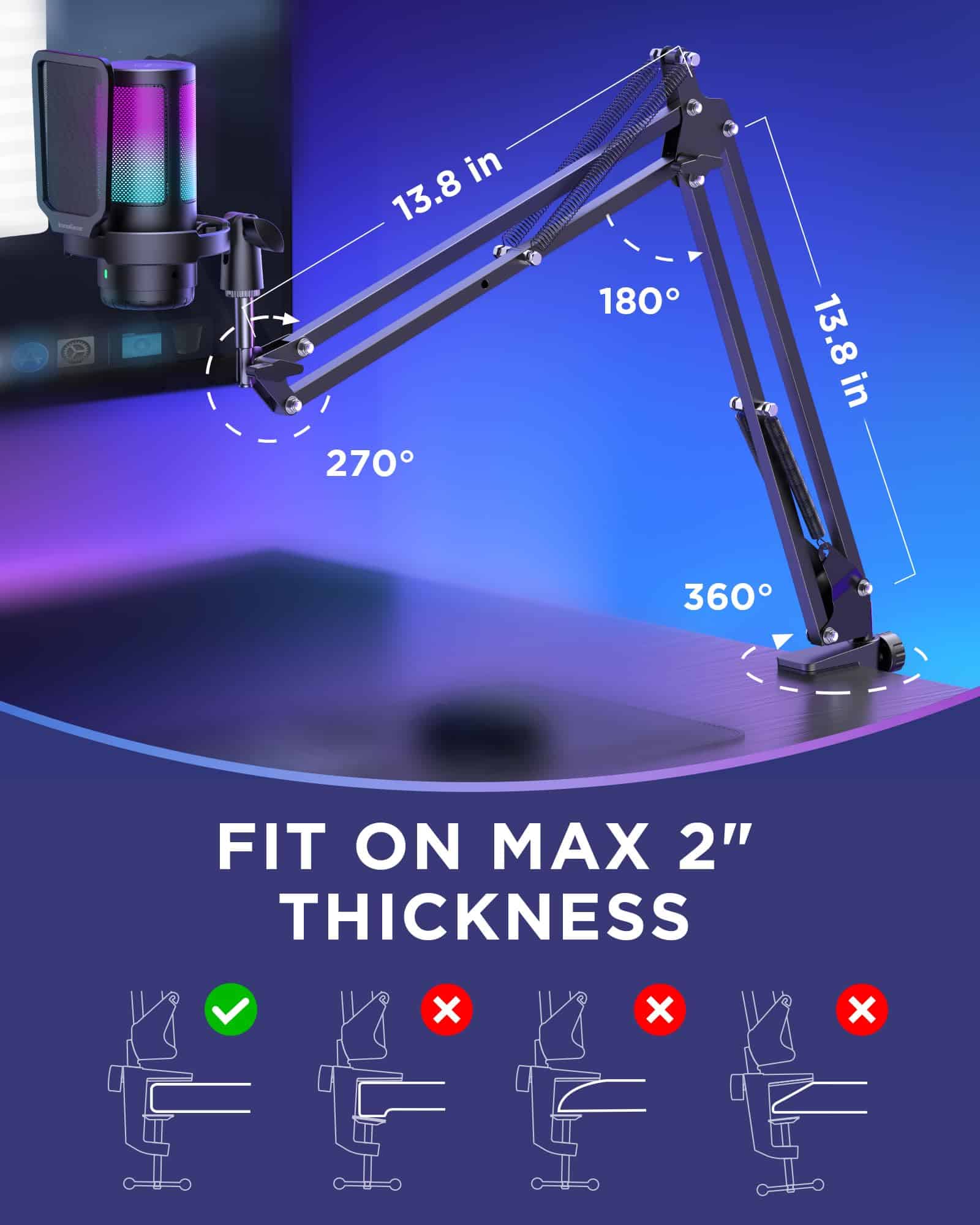 Micrófono USB InnoGear Gaming, Cancelación de Ruido, - Imagen 8