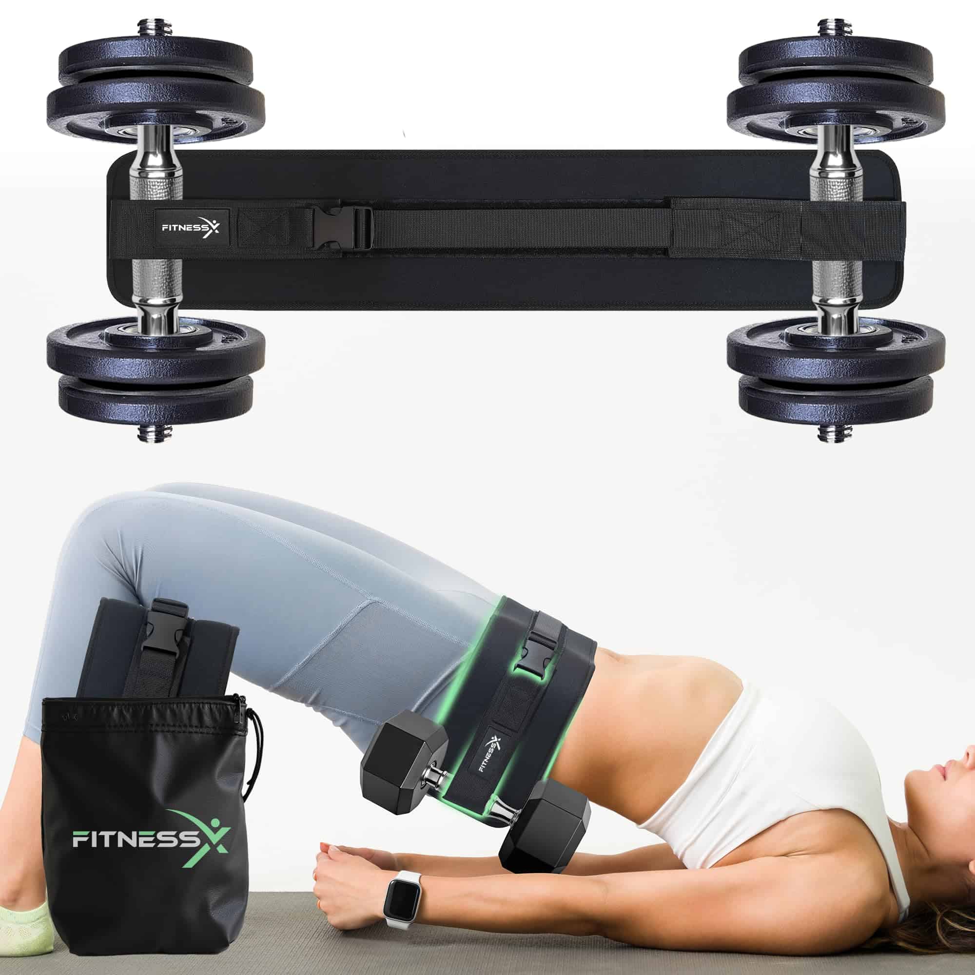 Cinturón de cadera FitnessX Premium para Mancuernas
