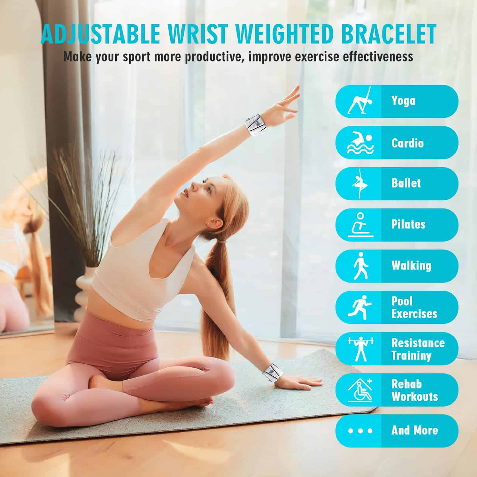 Set de pesos para muñecas de 2, ajustables para mujeres y - Imagen 6