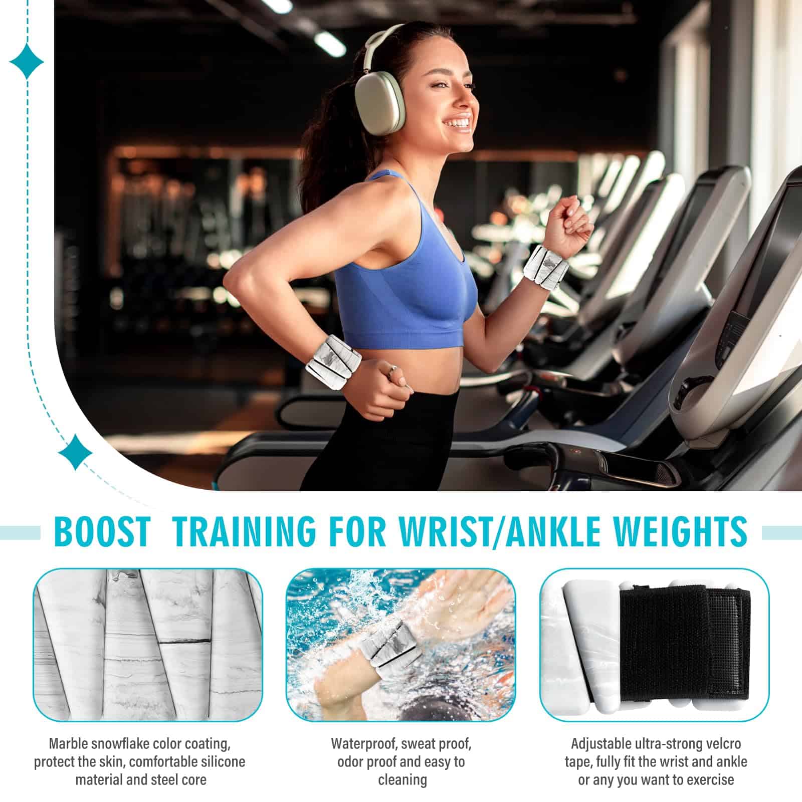 Set de pesos para muñecas de 2, ajustables para mujeres y - Imagen 4