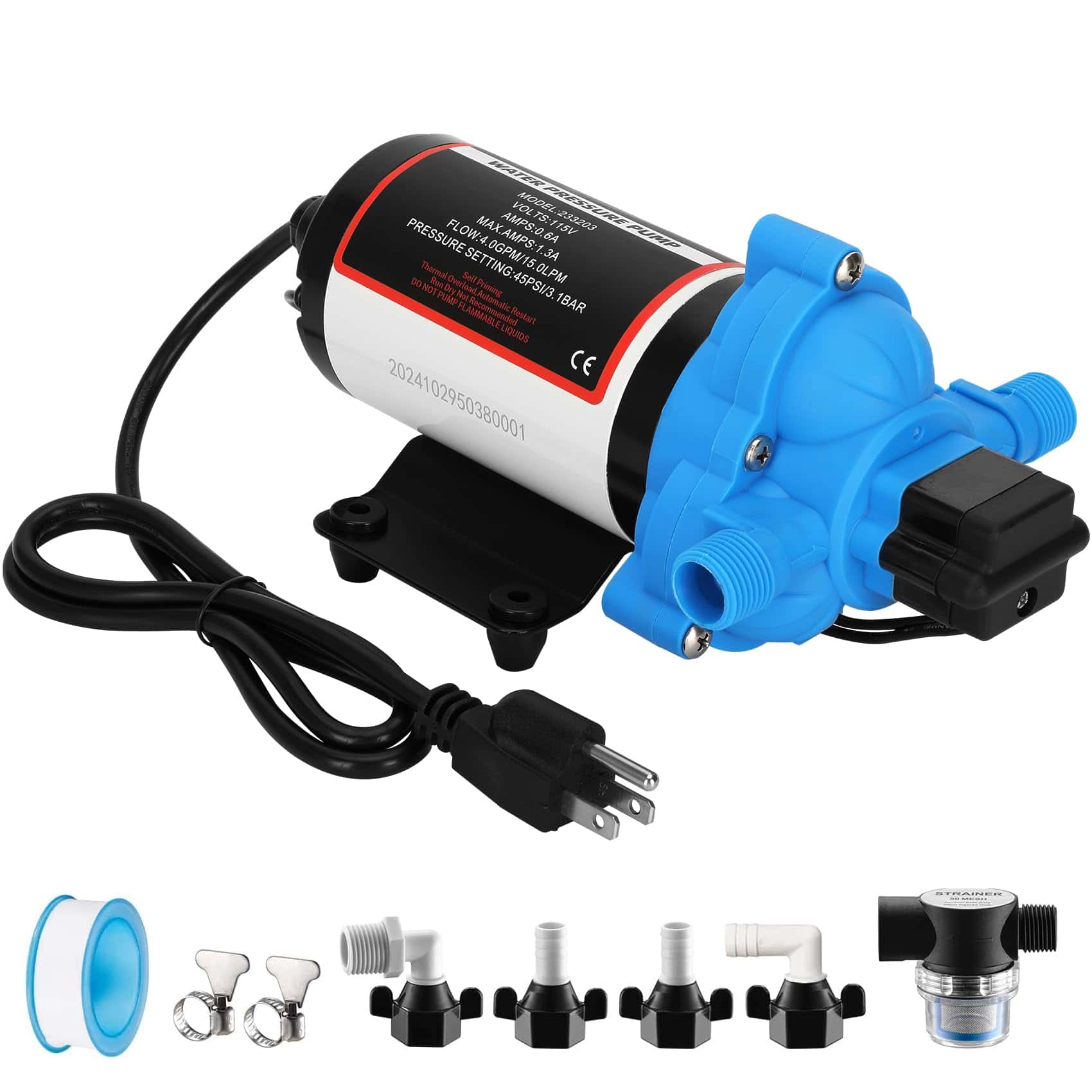 Bomba de diafragma de presión de agua MAGAM 115V AC 4.0 GPM