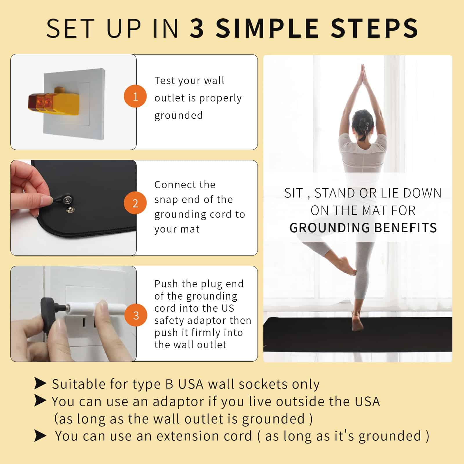 Tapete de Yoga de Conexión a Tierra -Negro - Imagen 3