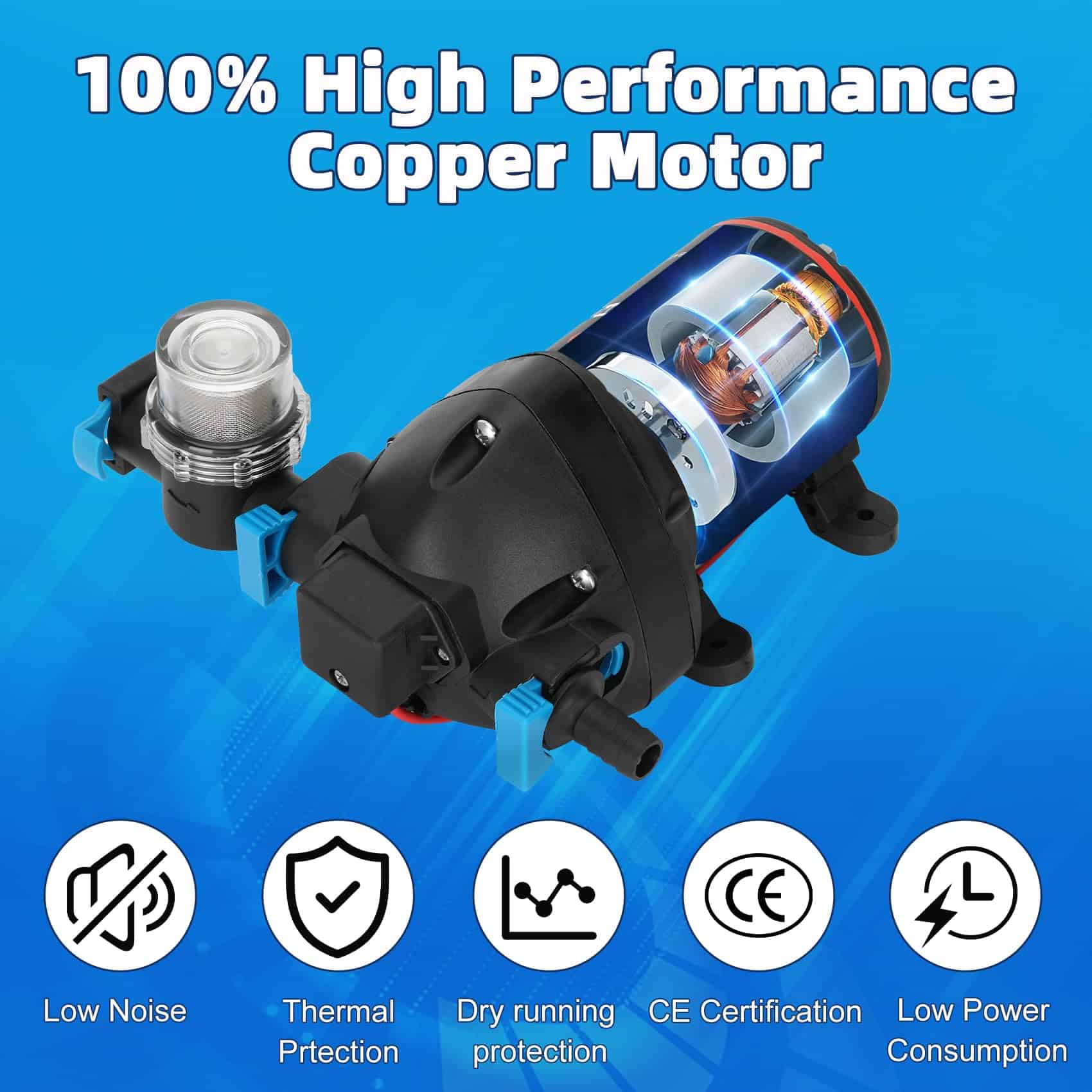 Bomba de Agua Fresca para RV, Bomba de Agua de 12V DC, - Imagen 4