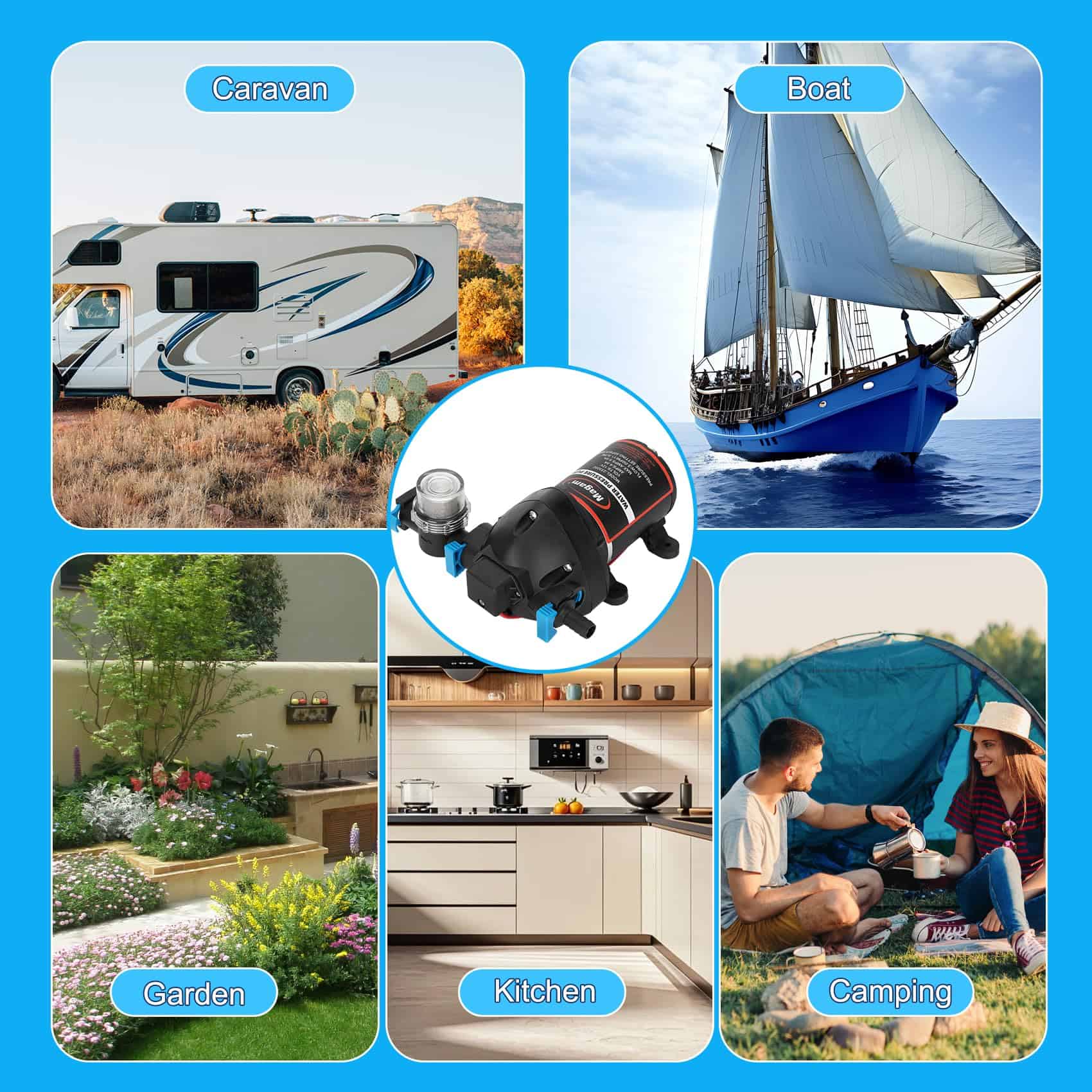 Bomba de Agua Fresca para RV, Bomba de Agua de 12V DC, - Imagen 7