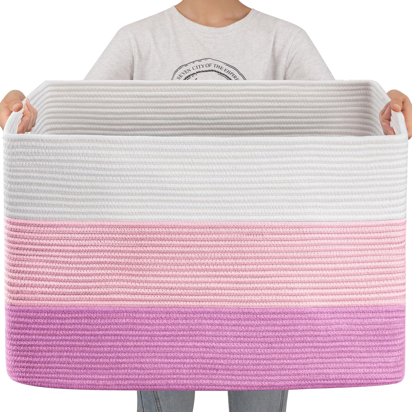 OIAHOMY 108L Cesto de Manta Súper Grande, 25”x16”x16”(108L)