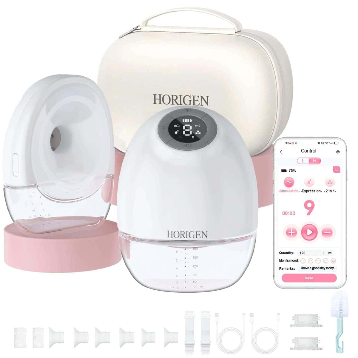 Extractor de leche portátil con control de APP, 3 modos y 9